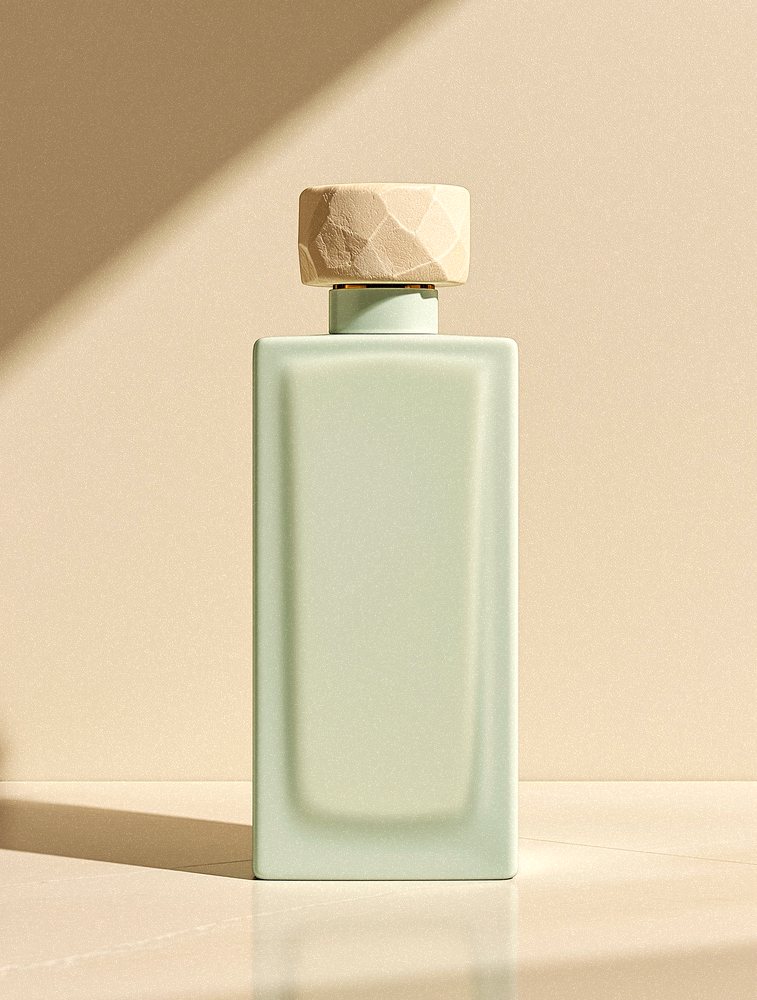 Perennial daily serum bottle on warm stone in morning light